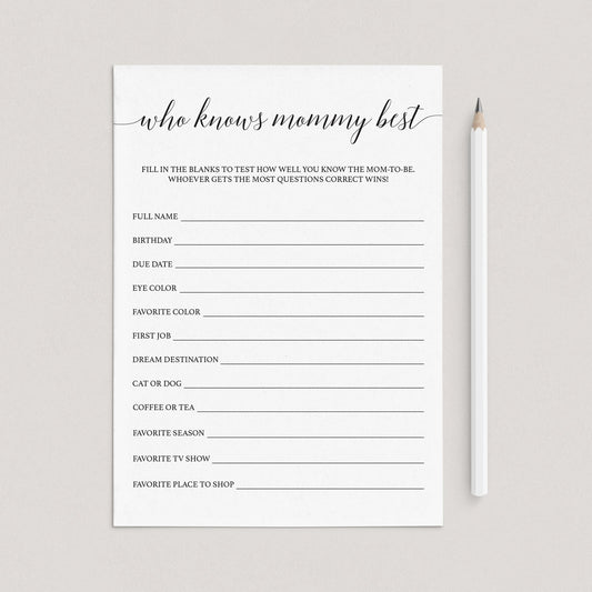 Simple baby shower game who knows mom best by LittleSizzle