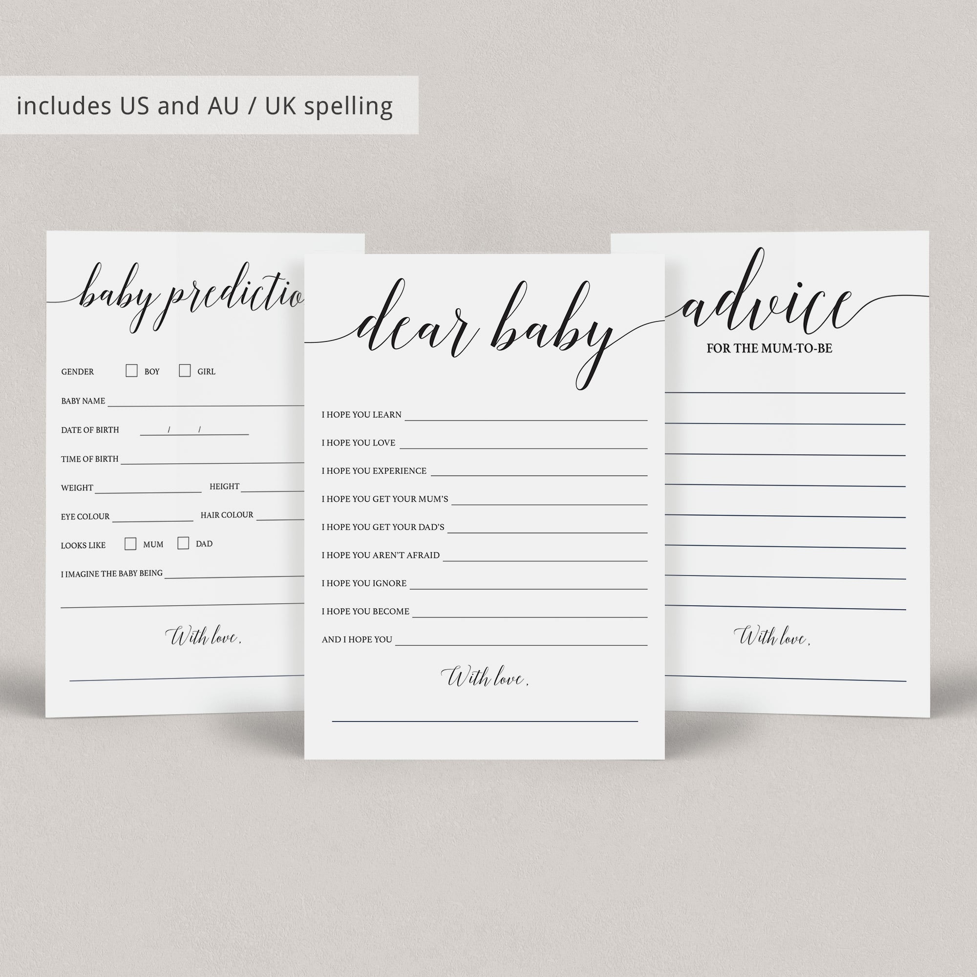 Calligraphy baby shower keepsake for mum by LittleSizzle