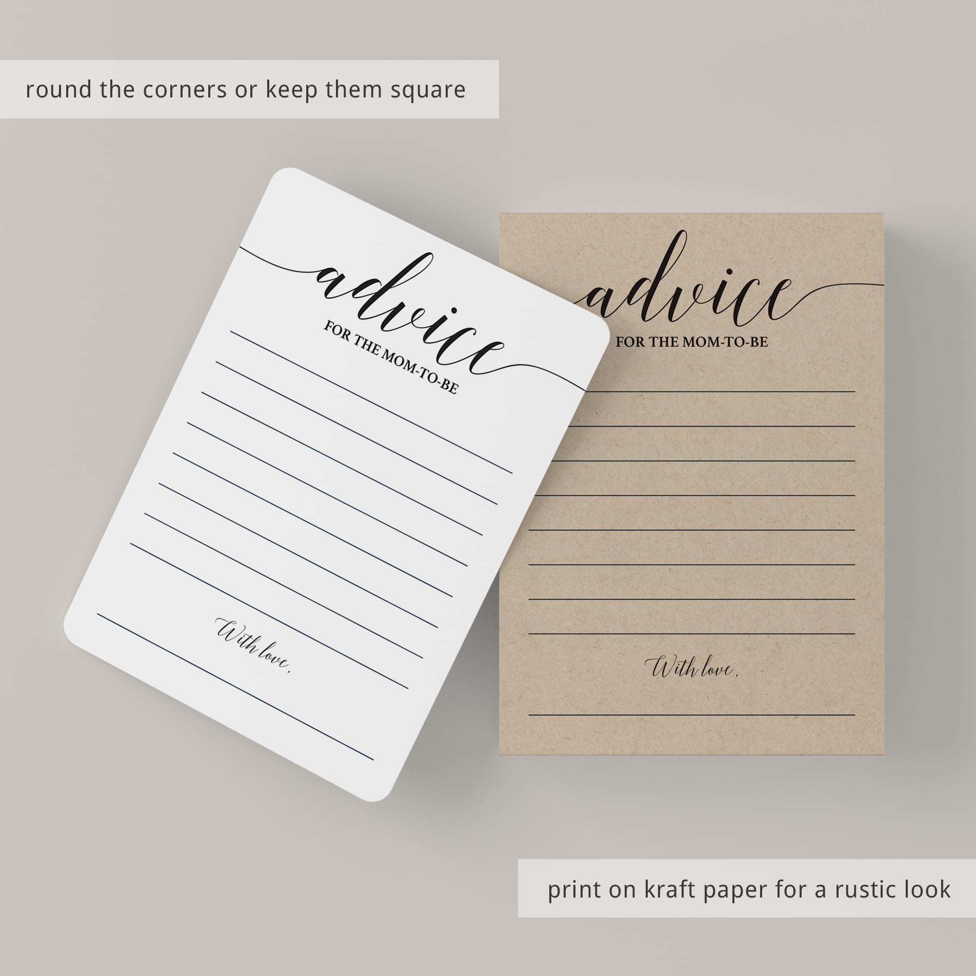 Kraft baby shower advice cards by LittleSizzle