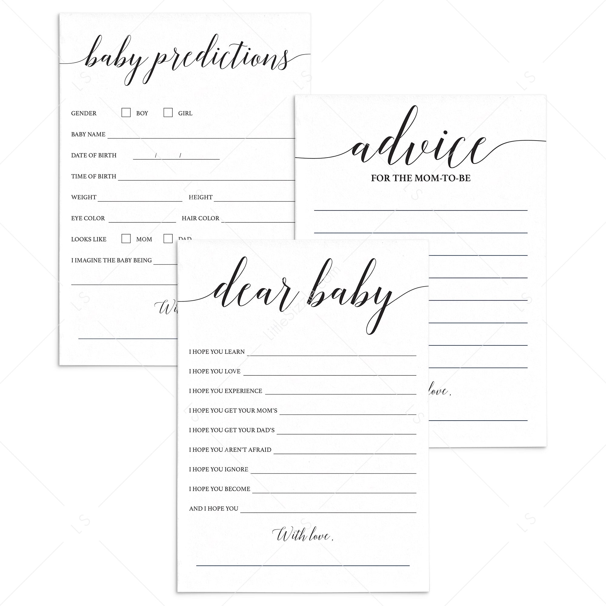 Minimal baby shower keepsakes printable by LittleSizzle