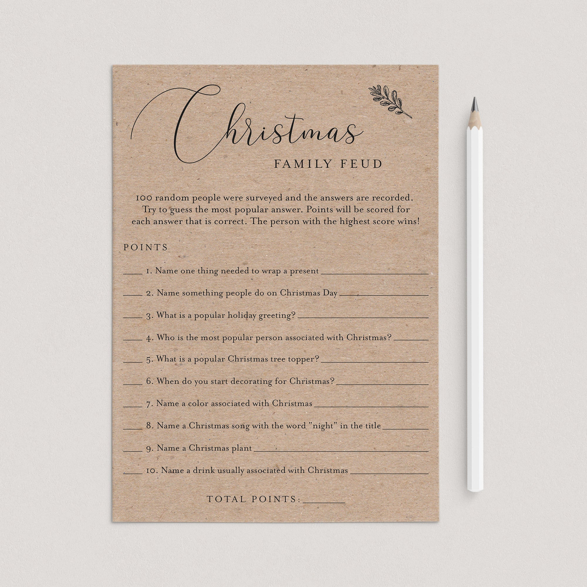 Rustic Christmas Game Family Feud Printable by LittleSizzle