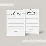 Minimal Baby Shower Advice Card Virtual & Printable Files