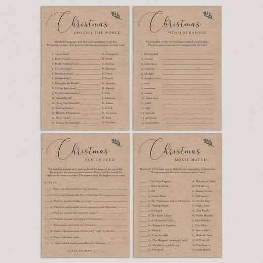 4 Kraft Christmas Games for Family Printable by LittleSizzle