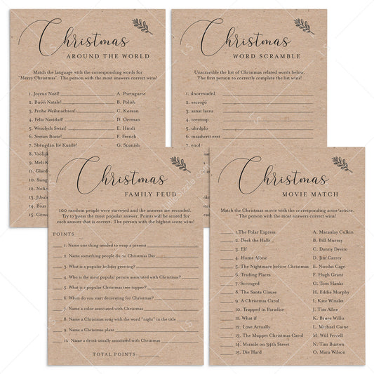 4 Kraft Christmas Games for Family Printable by LittleSizzle