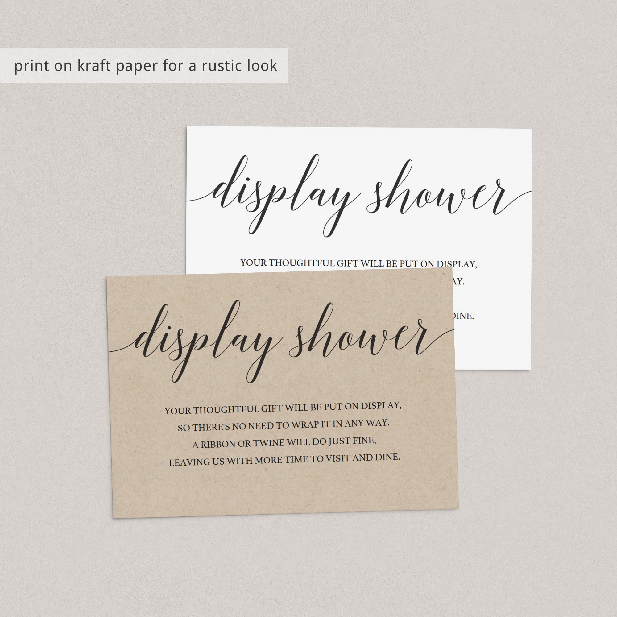 Rustic display shower insert cards by LittleSizzle