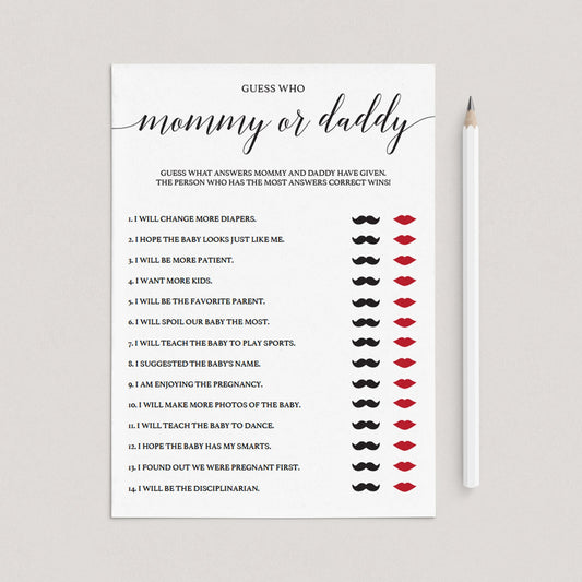Simple baby shower game mommy or daddy by LittleSizzle