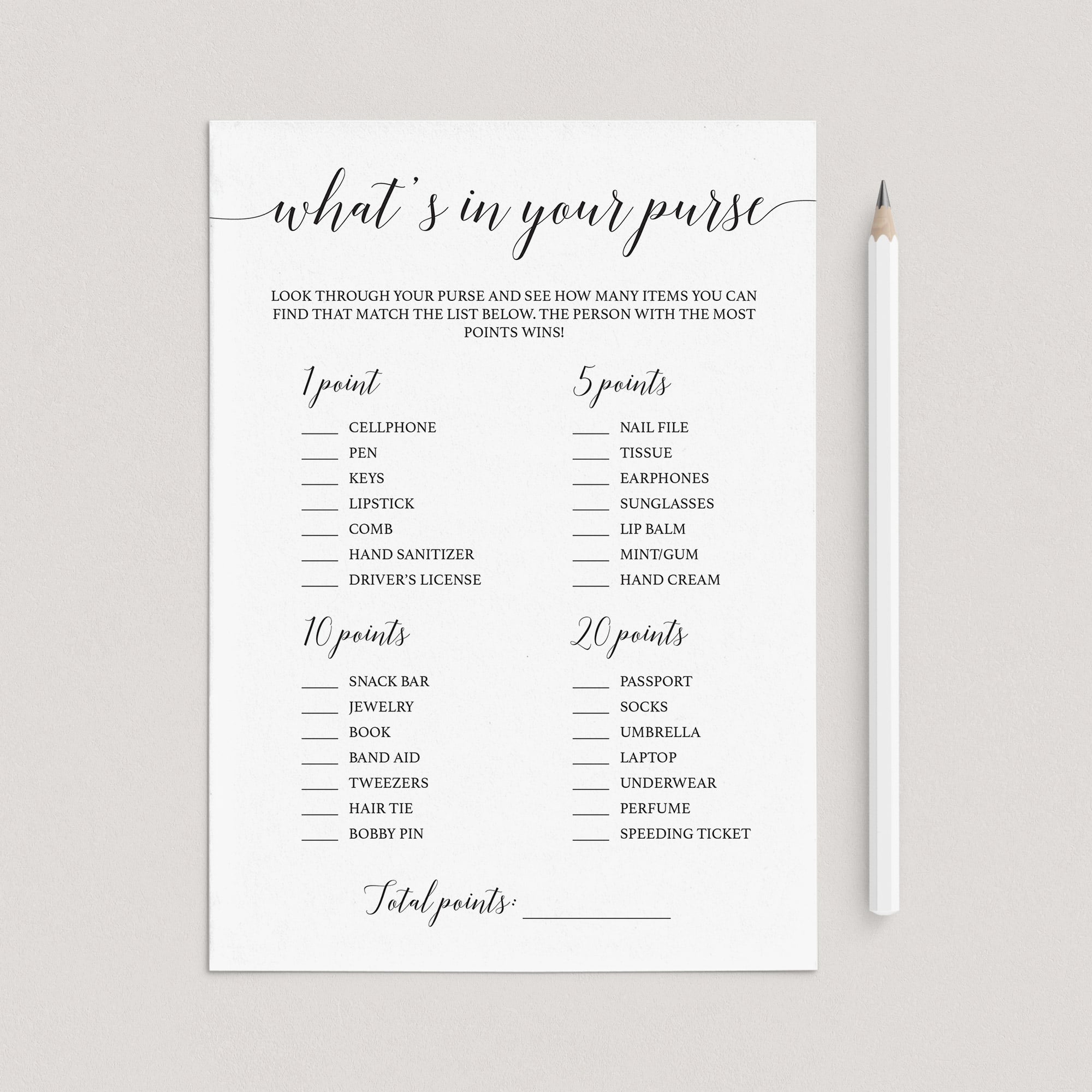 Purse Raid Game Printable Black and White by LittleSizzle