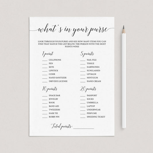 Purse Raid Game Printable Black and White by LittleSizzle