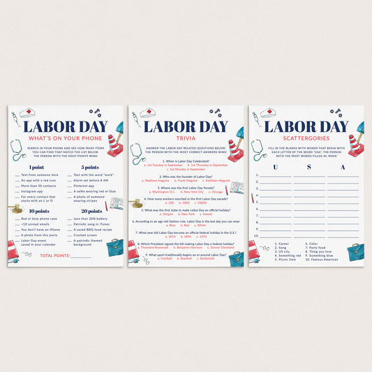 3 Labor Day Party Games Printable by LittleSizzle