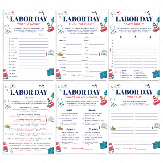 Printable US Labor Day Games for Family by LittleSizzle