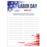 Printable Labor Day Word Game by LittleSizzle