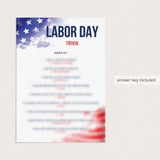 Patriotic Labor Day Party Quiz Printable Instant Download