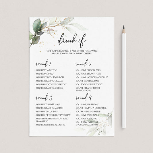 Drinking Game for Ladies Birthday Party Printable by LittleSizzle