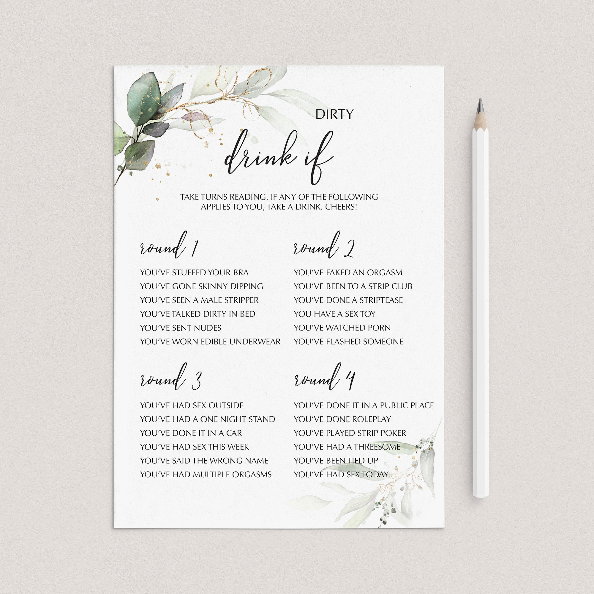 Girls Night Drinking Game Printable by LittleSizzle