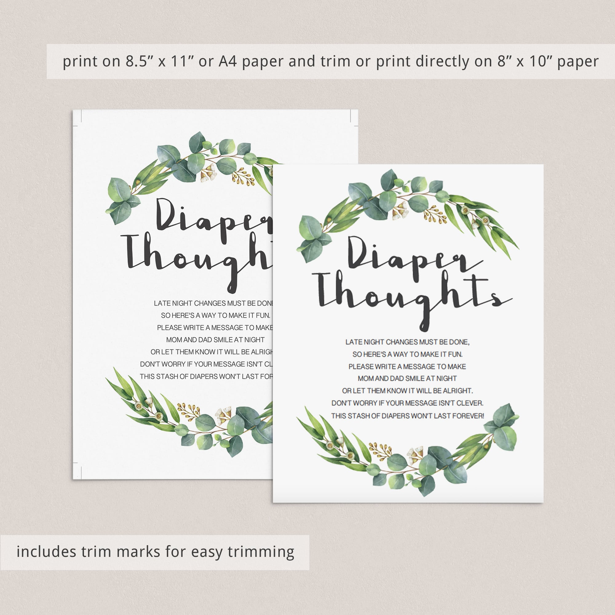 Late night diapers game table sign printable green themed by LittleSizzle