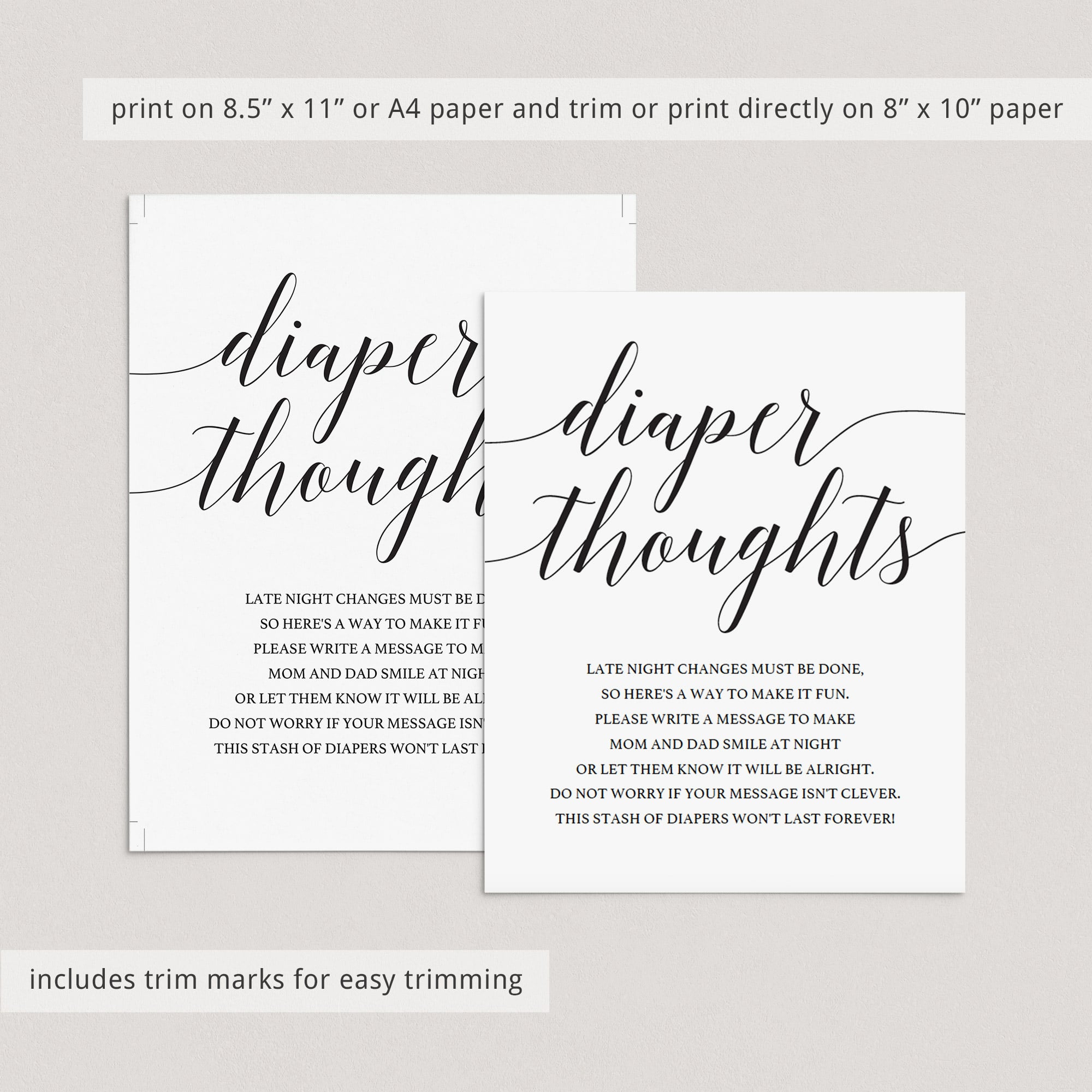 Baby shower table sign for diaper thoughts activity by LittleSizzle