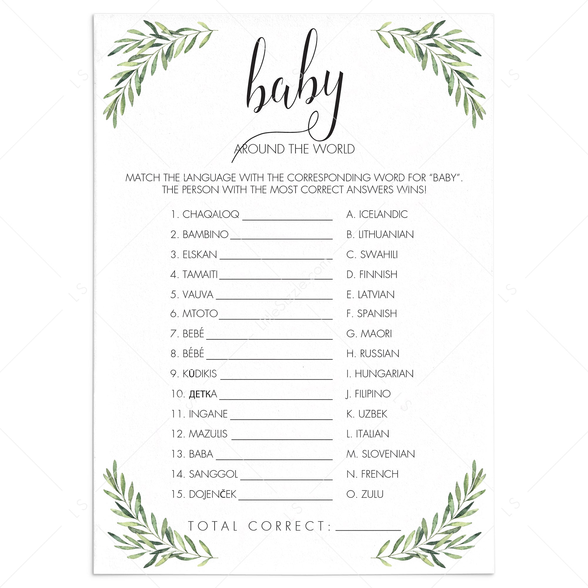 Travel Baby Shower Game Around The World Printable by LittleSizzle
