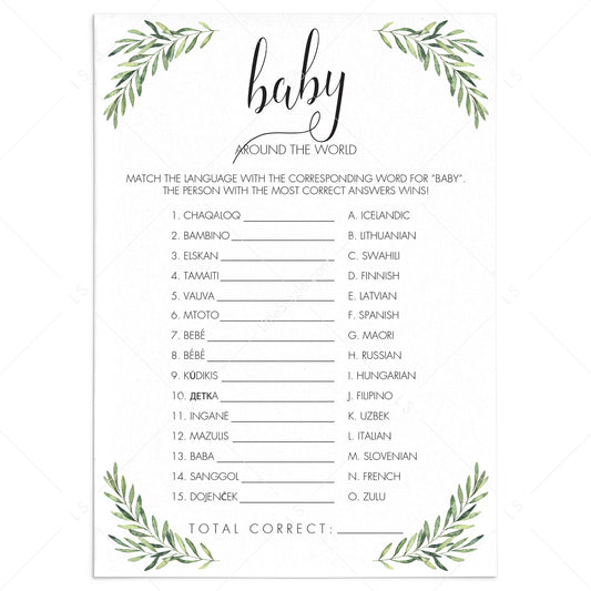 Travel Baby Shower Game Around The World Printable by LittleSizzle