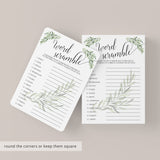 Greenery Baby Shower Games Package with 8 Popular Games