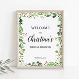 Watercolor Leaves Bridal Shower Welcome Board Template DIY