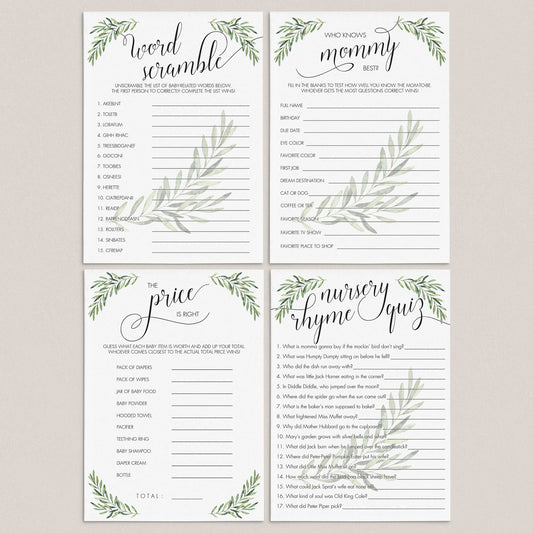 Gender Neutral Baby Shower Games Package Printable by LittleSizzle