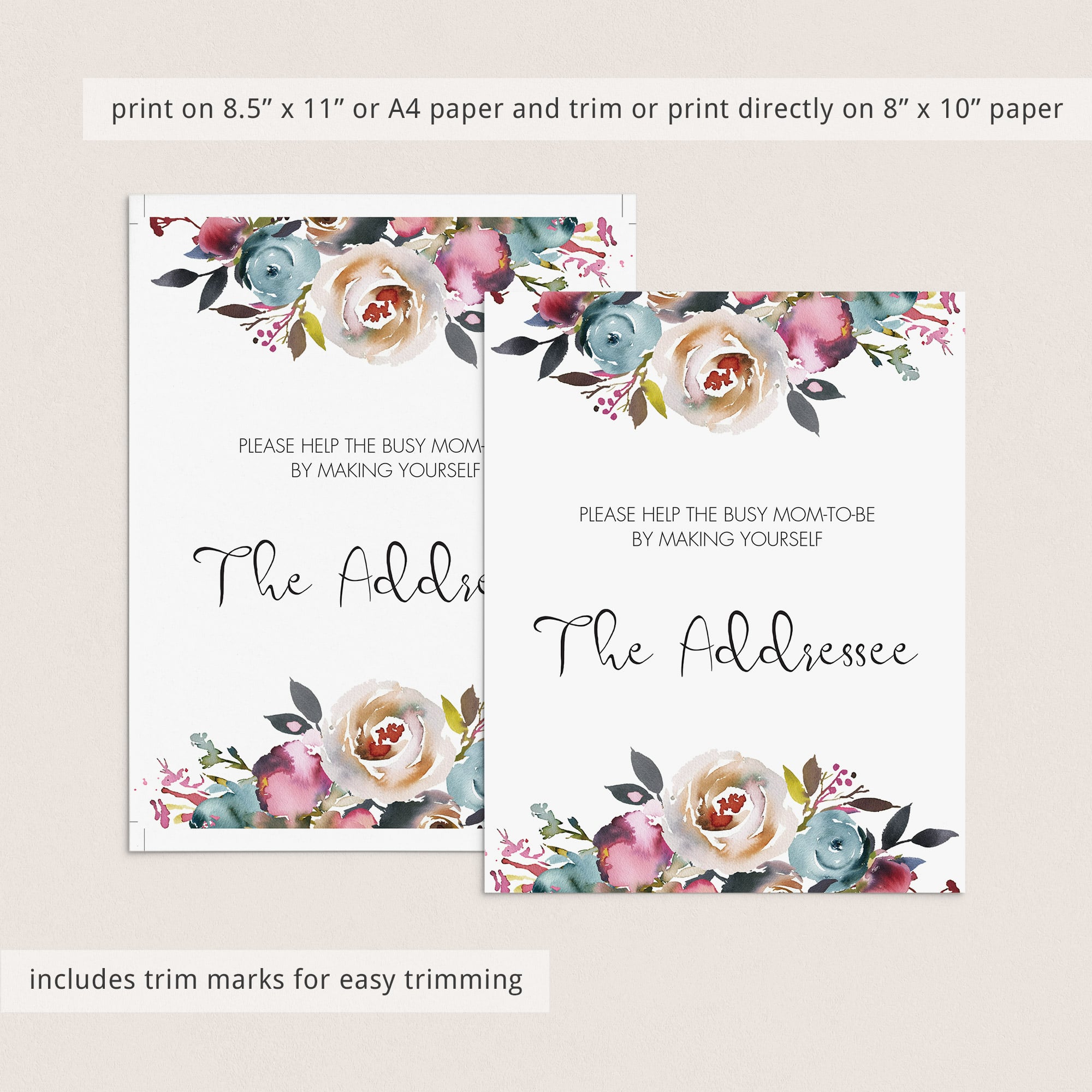 Printable baby shower decorations boho floral theme by LittleSizzle