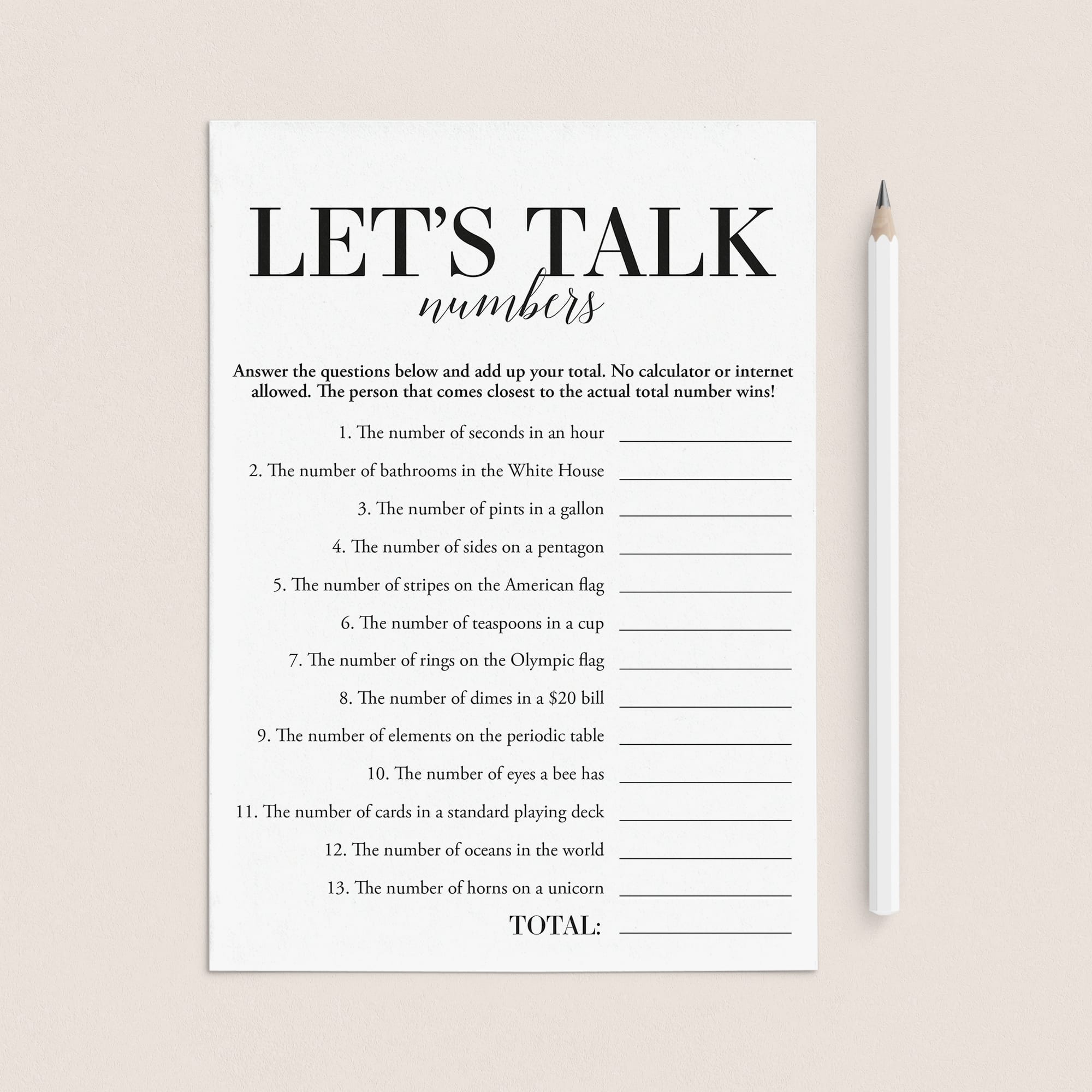 Funny Icebreaker Trivia Quiz Let's Talk Numbers with Answer Key by LittleSizzle