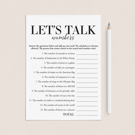 Funny Icebreaker Trivia Quiz Let's Talk Numbers with Answer Key by LittleSizzle