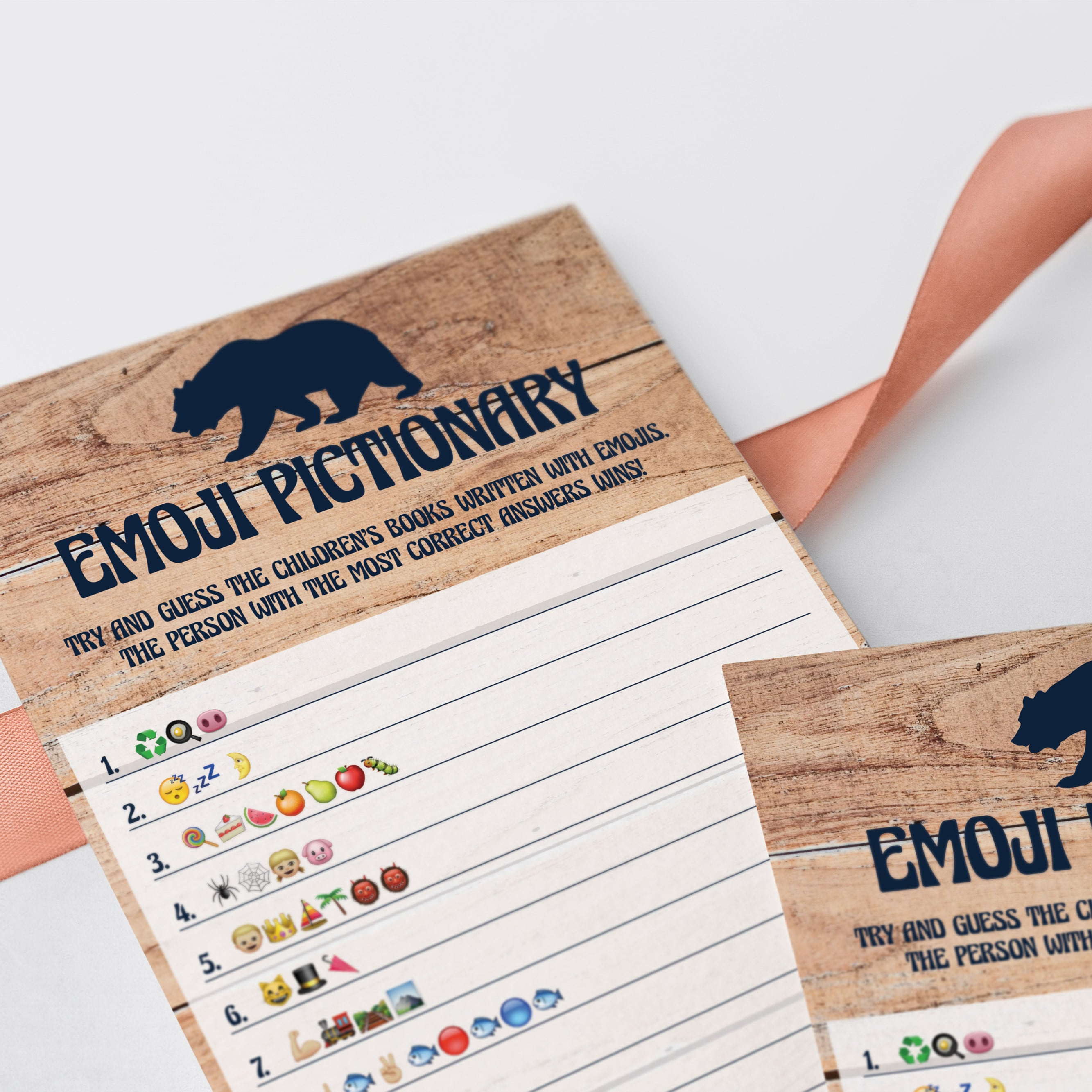 Close up of emoji pictionary baby shower game by LittleSizzle