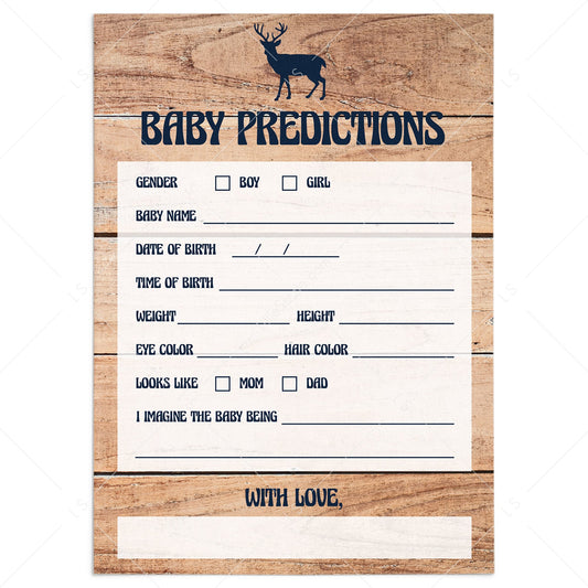 Rustic baby prediction card printable by LittleSizzle