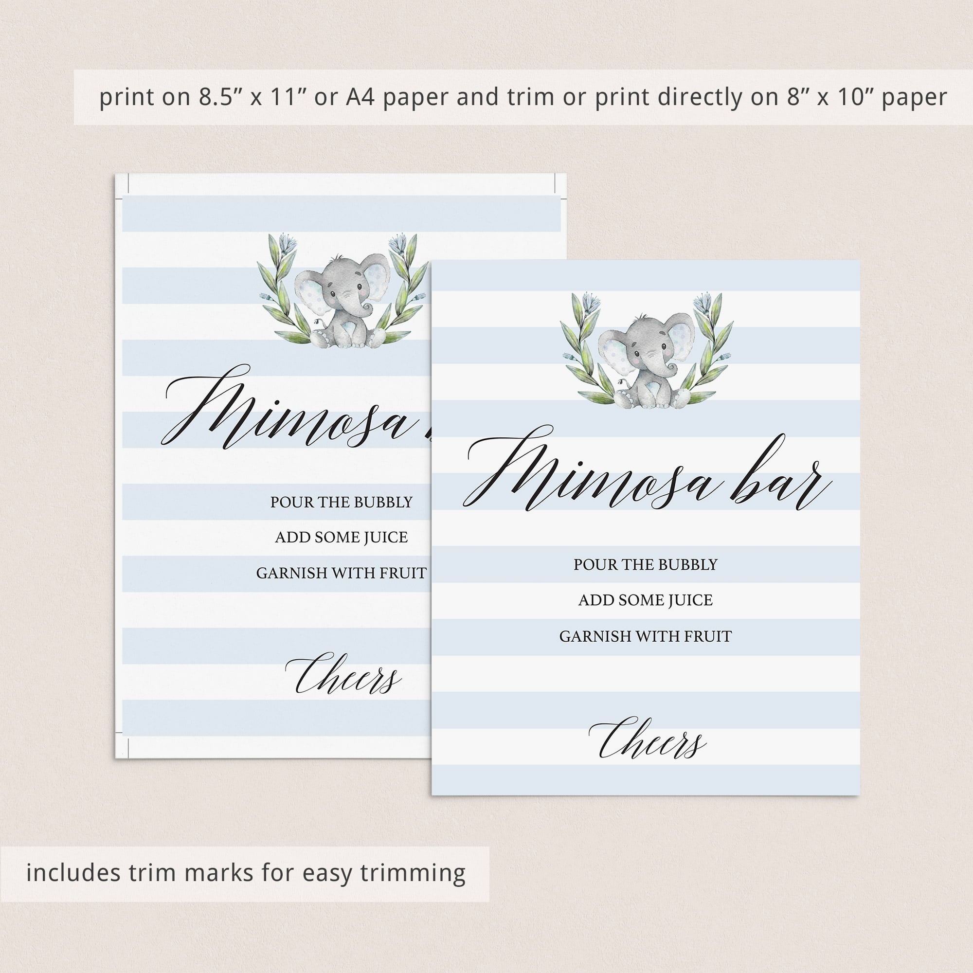 Printable blue and white mimosa bar sign by LittleSizzle