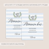 Printable blue and white mimosa bar sign by LittleSizzle
