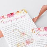 Pumpkin Baby Shower Nursery Rhyme Quiz Printable