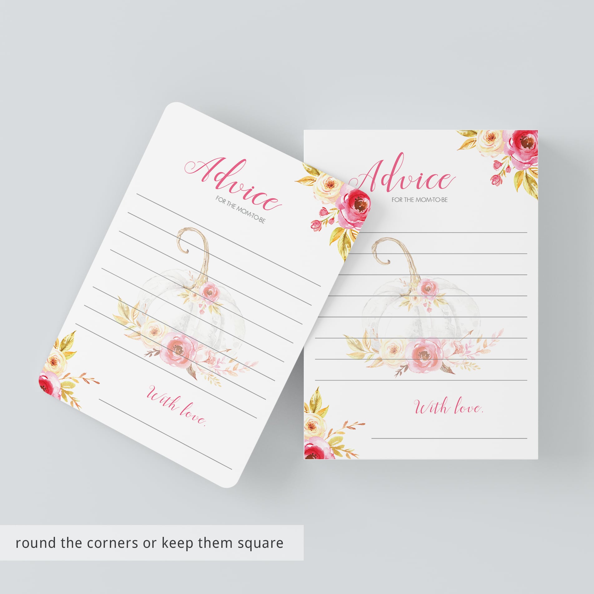 fall baby shower advice cards download by LittleSizzle