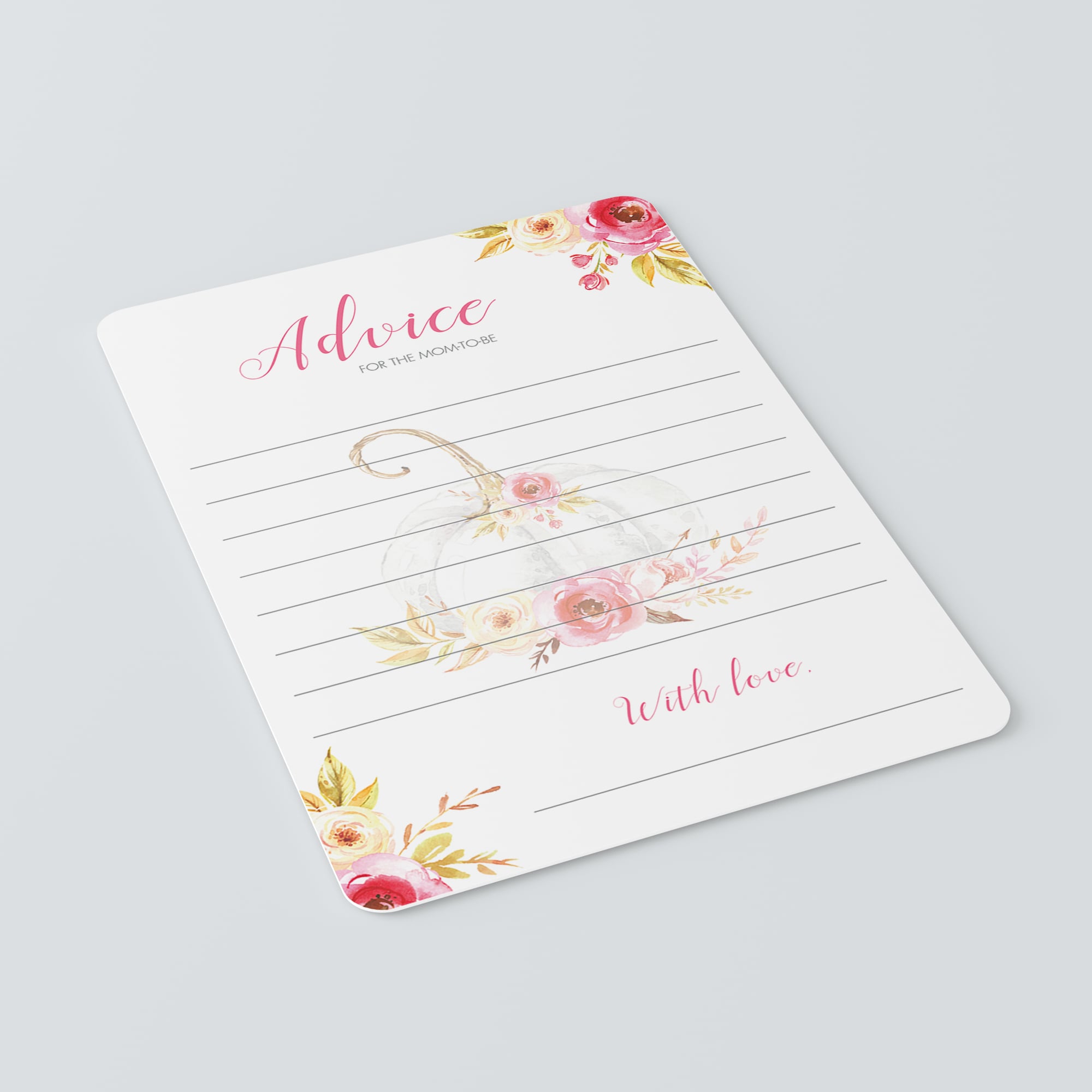 Pumpkin baby shower girl advice cards by LittleSizzle