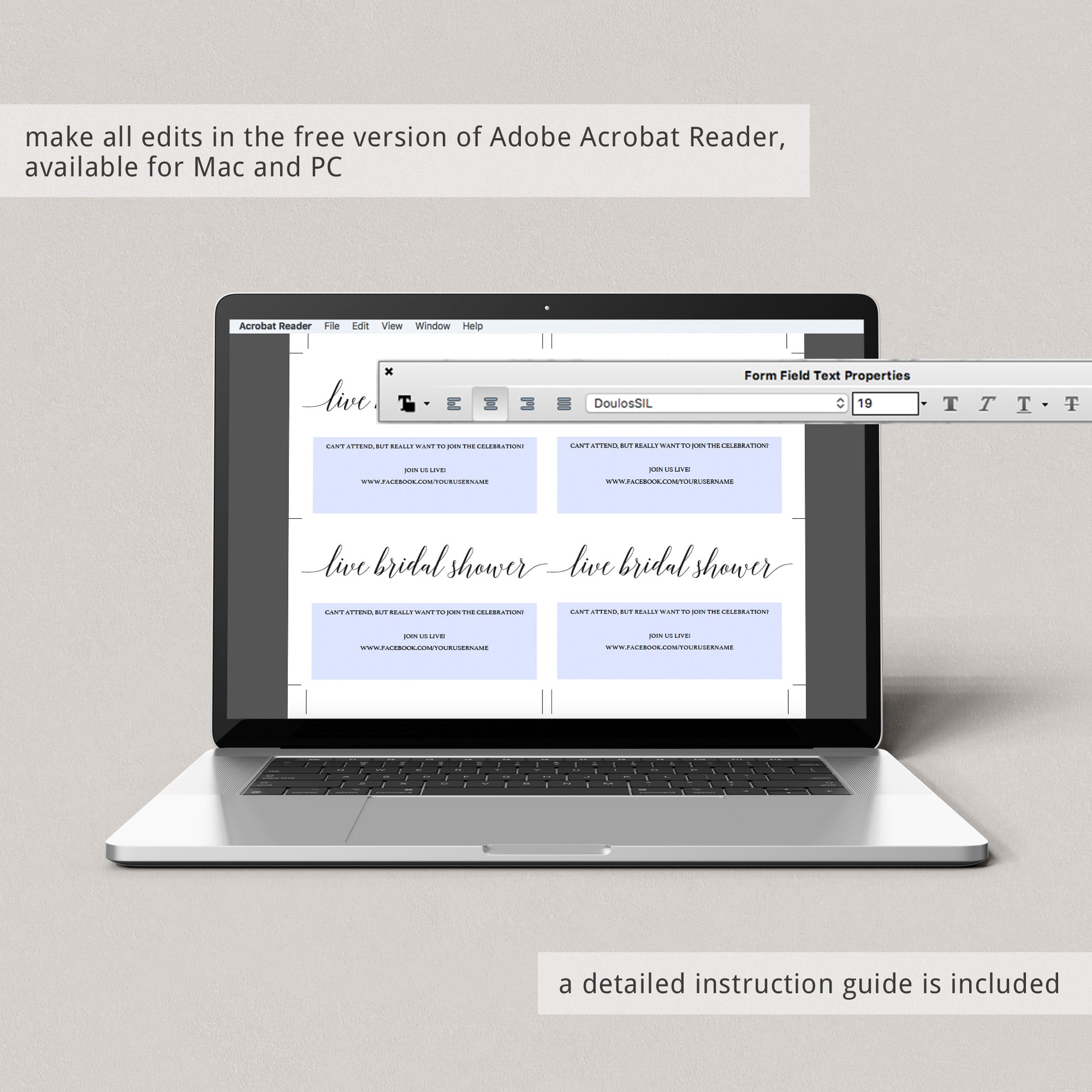 Zoom bridal shower insert card template by LittleSizzle