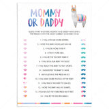 Llama Baby Shower Guess Who Mommy or Daddy Printable by LittleSizzle