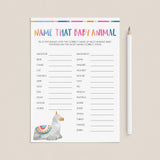 Llama baby shower games name that baby animal printable by LittleSizzle