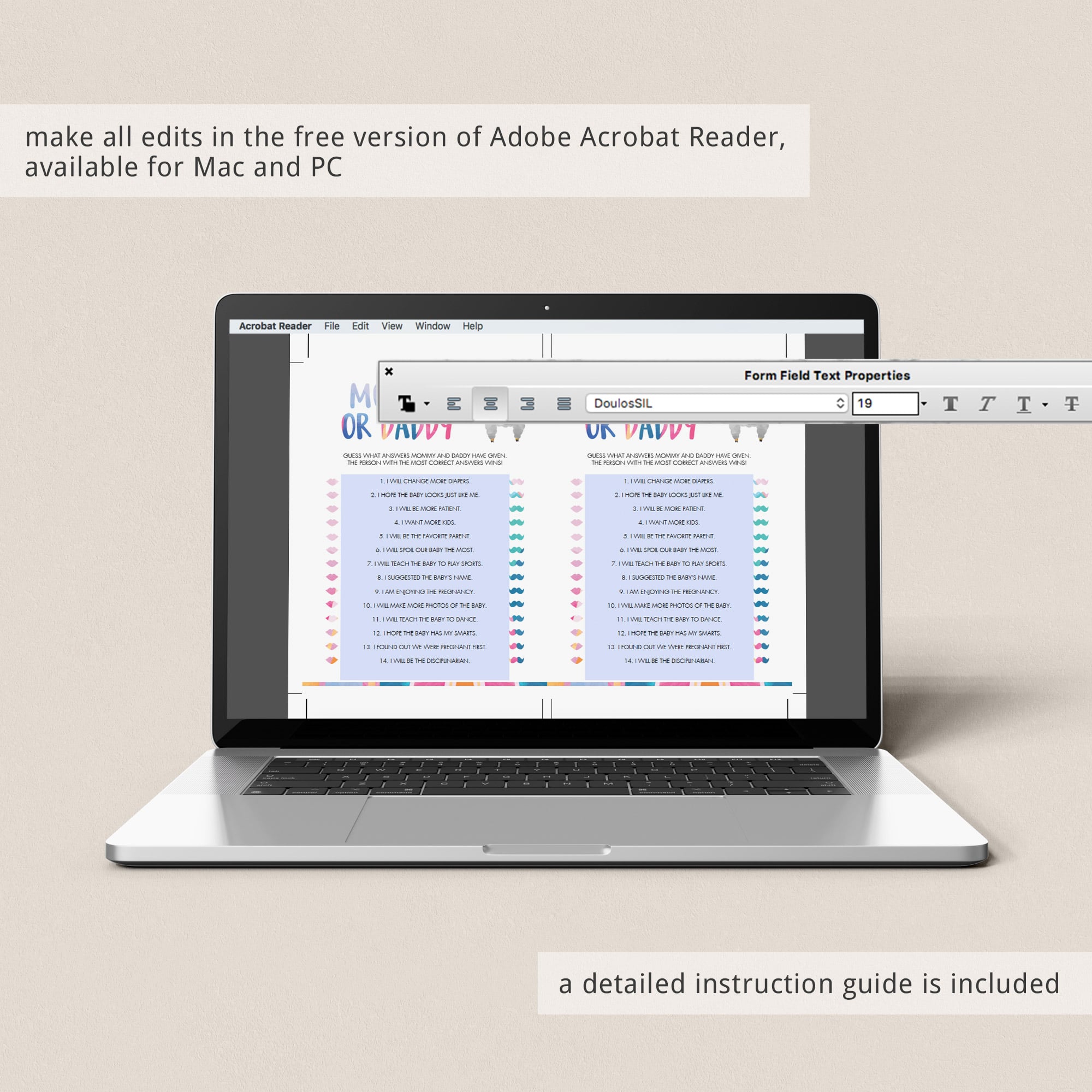 Llama baby shower game mommy or daddy by LittleSizzle