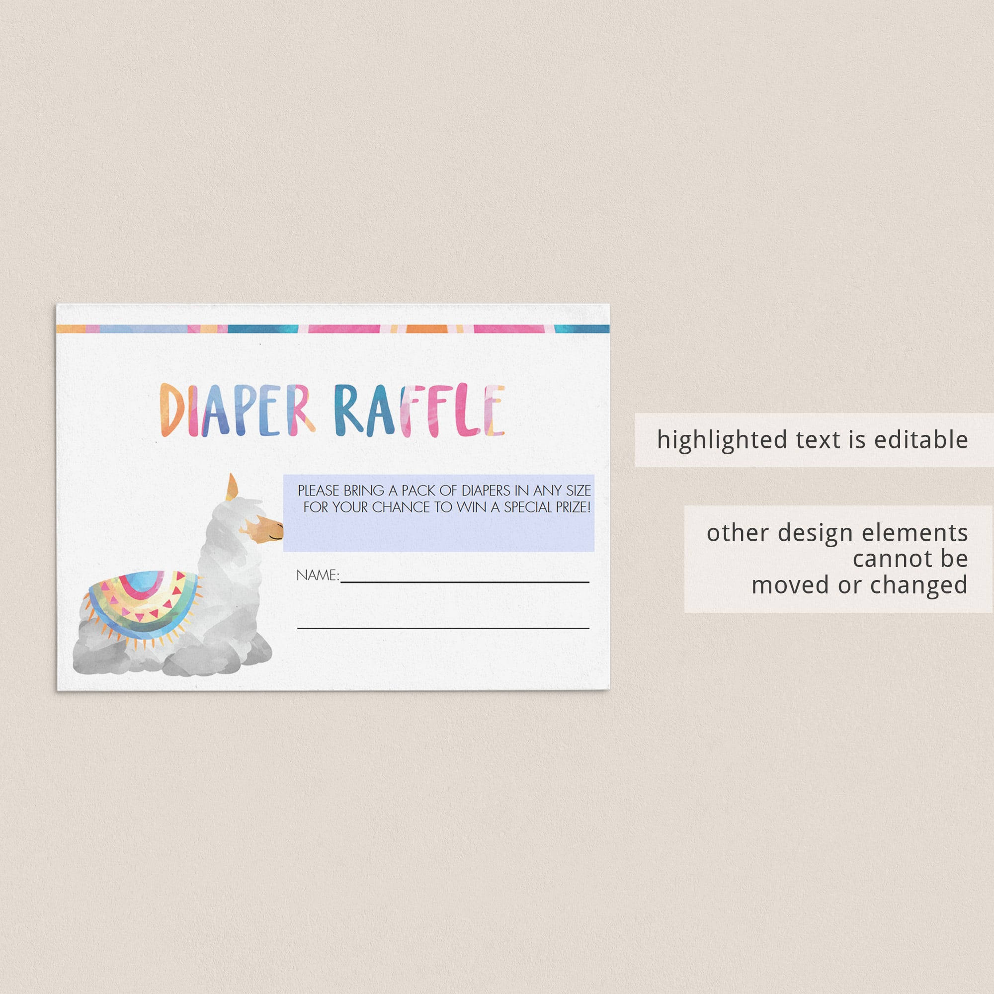 Watercolor llama baby shower games instant download by LittleSizzle