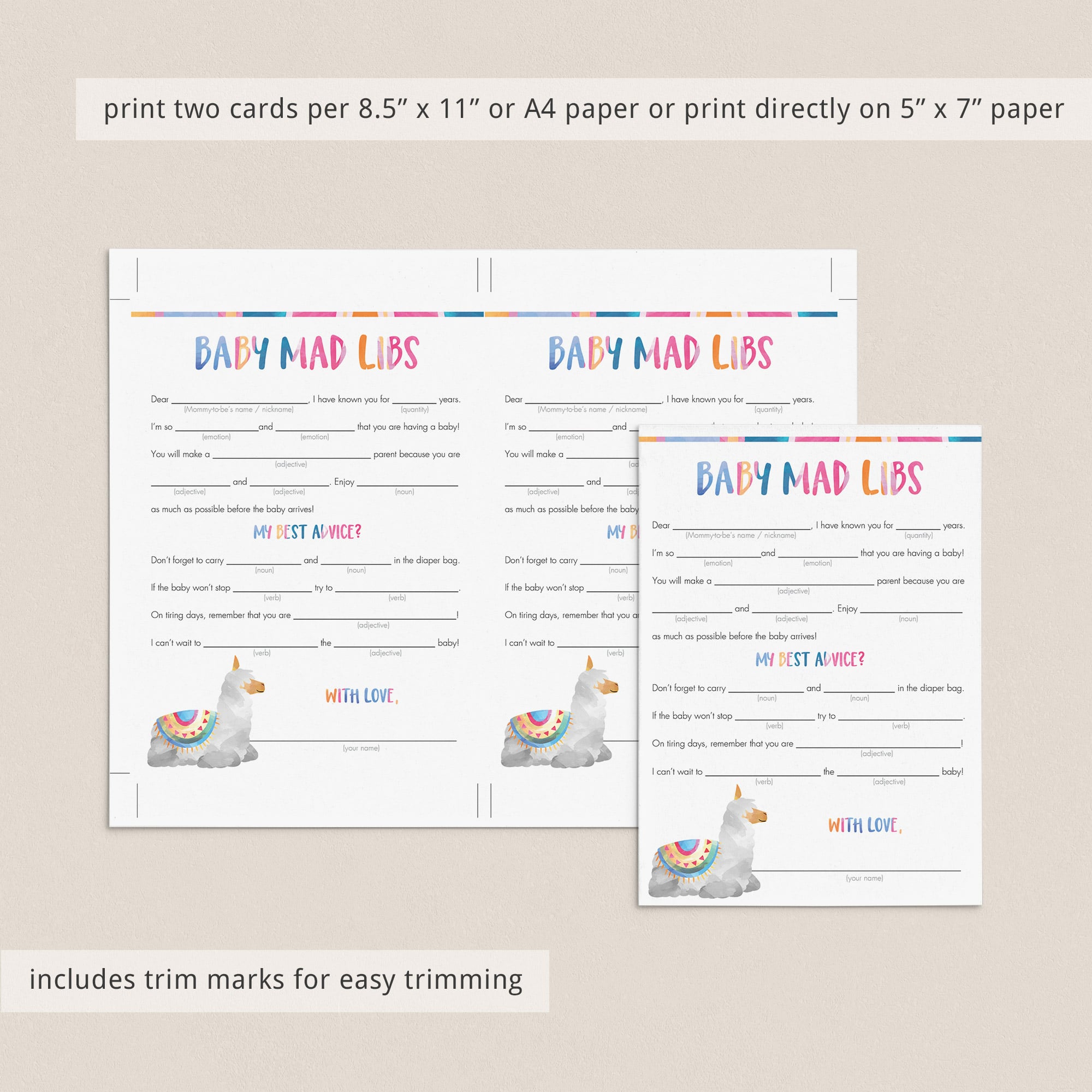 Funny fill in the blanks baby shower game by LittleSizzle