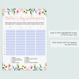 Floral Mother's Day Game for Zoom and To Print