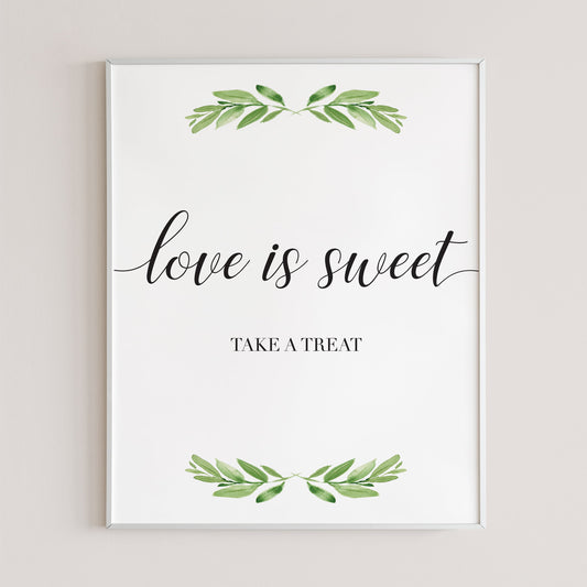 Greenery Bridal Shower Sign Love Is Sweet by LittleSizzle