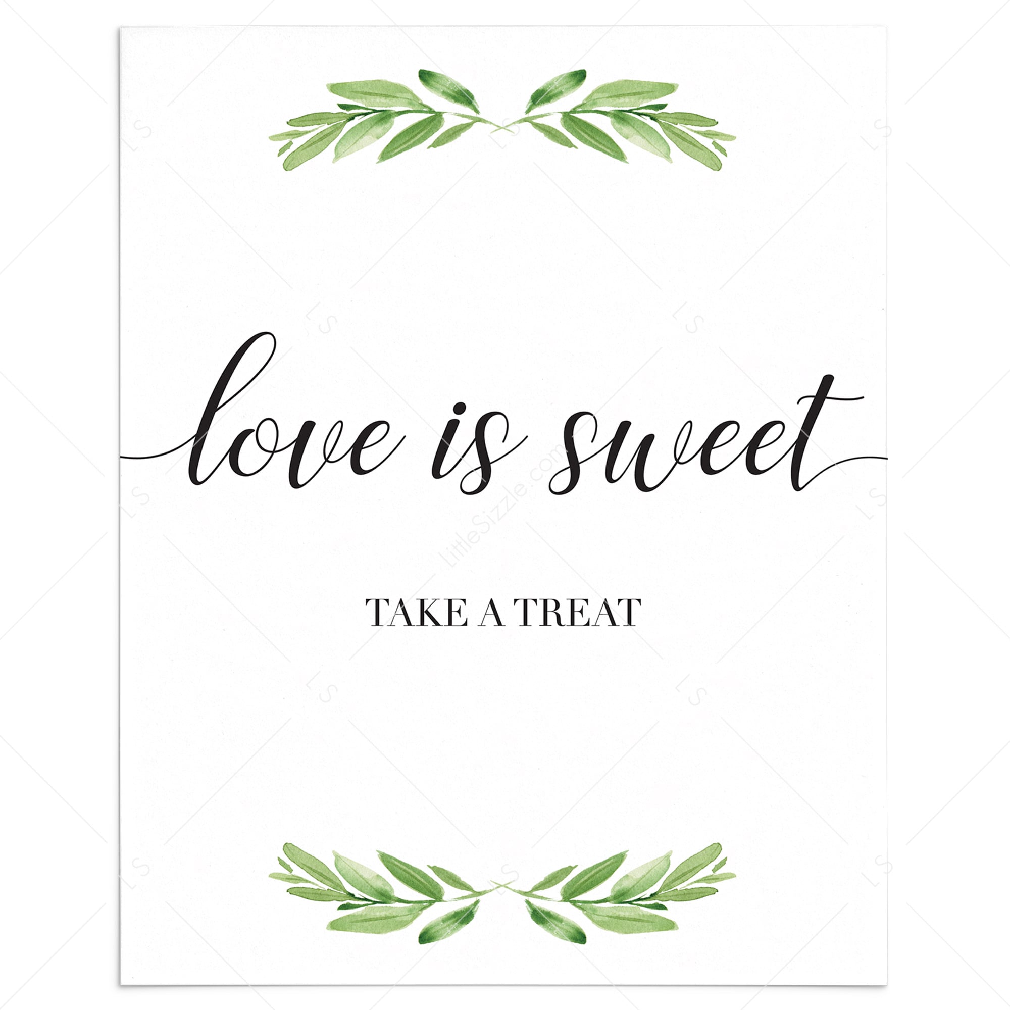 Greenery Bridal Shower Sign Love Is Sweet by LittleSizzle
