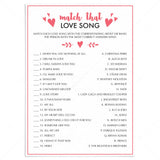 Printable & Virtual Match That Love Song Game Download by LittleSizzle