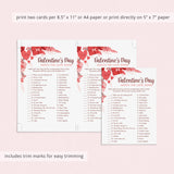 Valentine's Day Love Song Trivia with Answers Printable