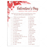 Valentine's Day Love Song Trivia with Answers Printable by LittleSizzle
