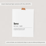 Love Definition Print Funny Instant Download