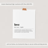 Love Definition Print Instant Download