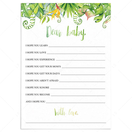 Luau wishes baby shower game printable by LittleSizzle